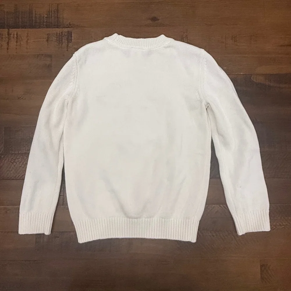 Gymboree Kids Cream White Bunny Rabbit Bow Tie Cotton Knit Sweater Size 6